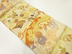 アンティーク　地紙に花・宝尽くし模様織出し名古屋帯（材料）